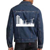 Civil Engineering Building Tower Crane Engineer De Men Denim Jacket | Artistshot