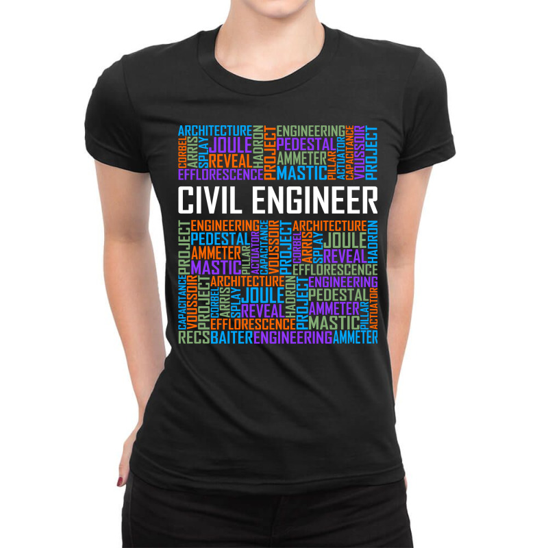 Civil Engineer Words Girl Ladies Fitted T-Shirt by gerezzdralad | Artistshot