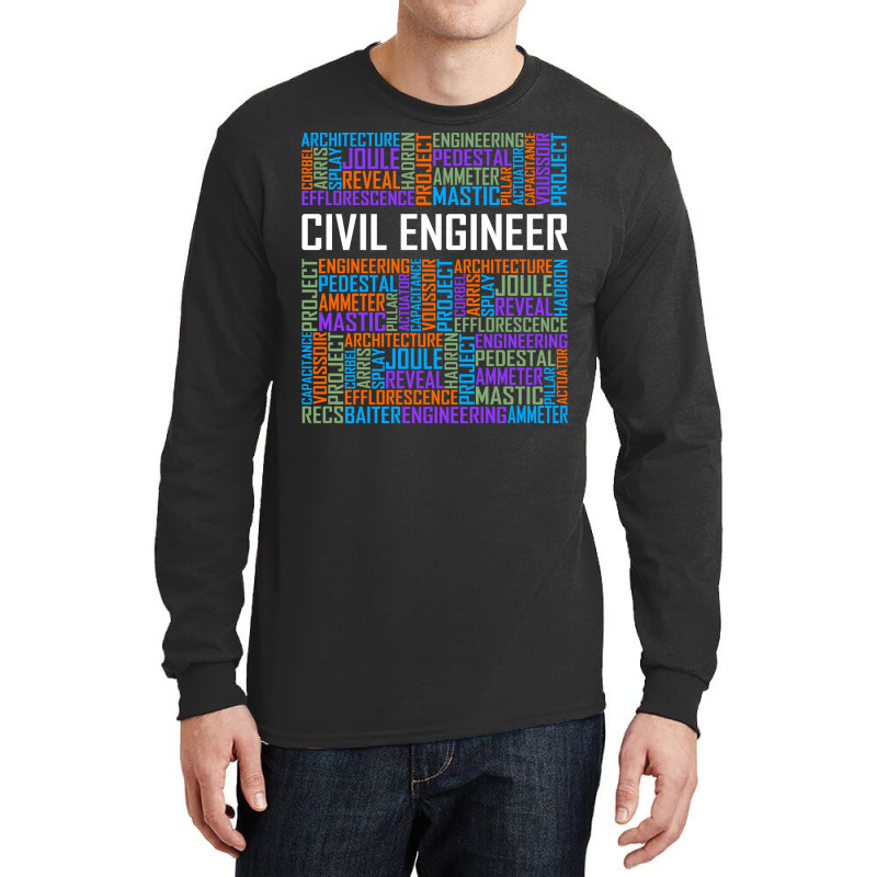 Civil Engineer Words Girl Long Sleeve Shirts by gerezzdralad | Artistshot