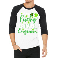 One Lucky Civil Engineer Shamrock Leprechaun Hat S 3/4 Sleeve Shirt | Artistshot