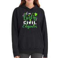 One Lucky Civil Engineer Shamrock Leprechaun Hat S Vintage Hoodie | Artistshot