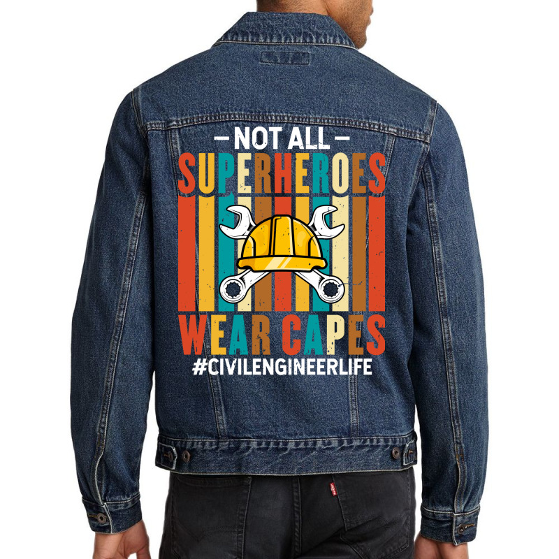 Proud Civil Engineer Life Funny Retro Civil Engine Men Denim Jacket by zemkamajoor1 | Artistshot