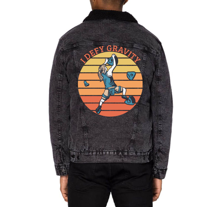 Climbing I Defy Gravity Unisex Sherpa-lined Denim Jacket | Artistshot