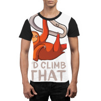 Funny Sloth Bouldering Gift For Rock Climbers Red Graphic T-shirt | Artistshot