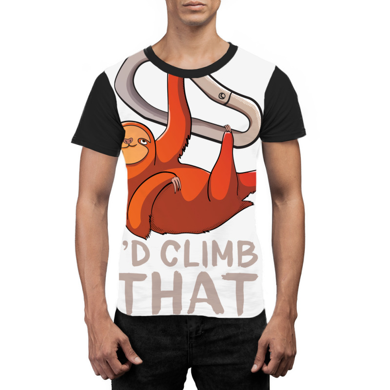 Funny Sloth Bouldering Gift For Rock Climbers Red Graphic T-shirt | Artistshot