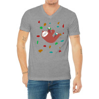 Colorful Sloth Climber Climbing Boulder Wall Cute V-neck Tee | Artistshot