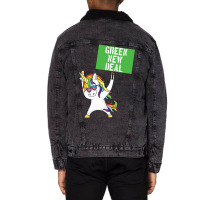 Green New Deal Unicorn Activist Socialist Equity C Unisex Sherpa-lined Denim Jacket | Artistshot