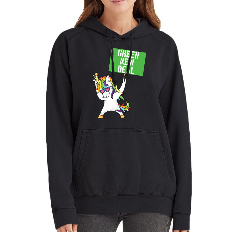 Green New Deal Unicorn Activist Socialist Equity C Vintage Hoodie | Artistshot