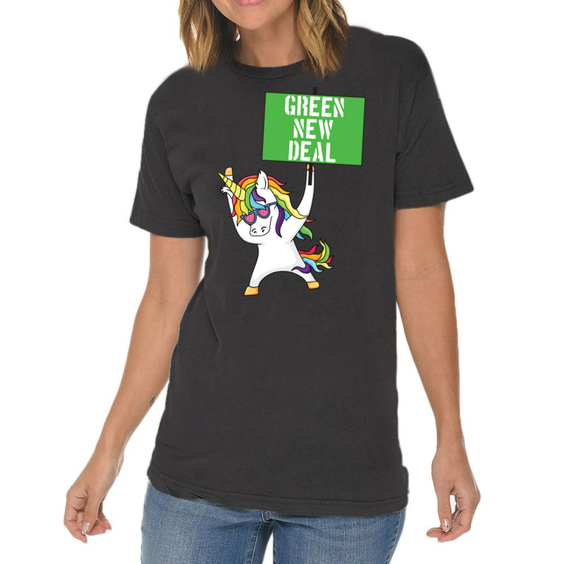 Green New Deal Unicorn Activist Socialist Equity C Vintage T-shirt | Artistshot