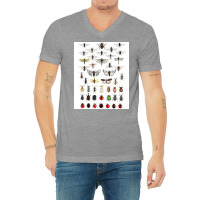 Entomology Illustrations Green V-neck Tee | Artistshot