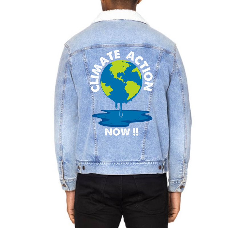 Global Warming Crisis Climate Action Now Retro Unisex Sherpa-lined Denim Jacket | Artistshot