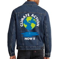 Global Warming Crisis Climate Action Now Retro Men Denim Jacket | Artistshot