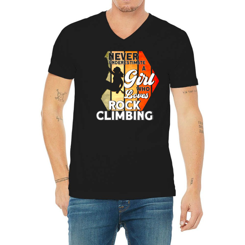 Rock Climbing Climber Climbing Retro V-neck Tee | Artistshot