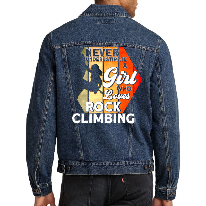 Rock Climbing Climber Climbing Retro Men Denim Jacket | Artistshot