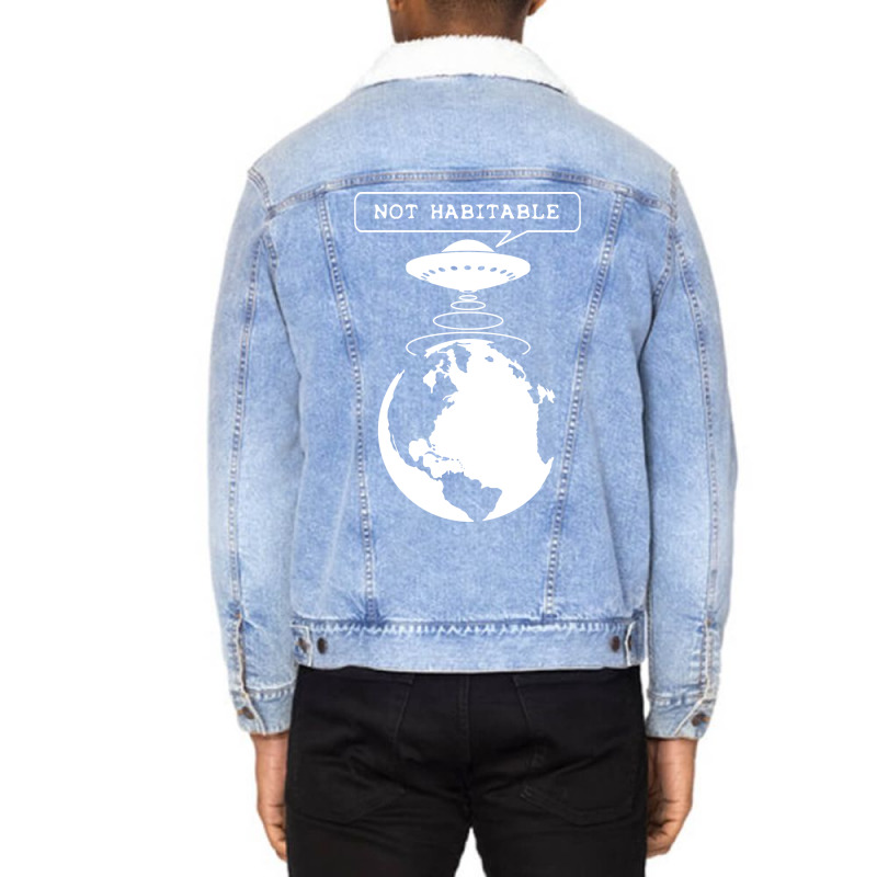 Planet Not Habitable Green Unisex Sherpa-lined Denim Jacket | Artistshot