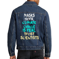 S Work Climate Change Is Real Trust Scientists Ret Men Denim Jacket | Artistshot