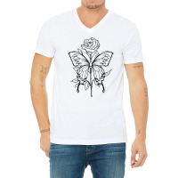 Soft Grunge Rose Butterfly Fairycore Aesthetic Lov V-neck Tee | Artistshot