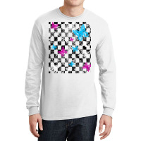 Butterfly Checkerboard Dark Version Blue Long Sleeve Shirts | Artistshot