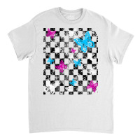 Butterfly Checkerboard Dark Version Blue Classic T-shirt | Artistshot