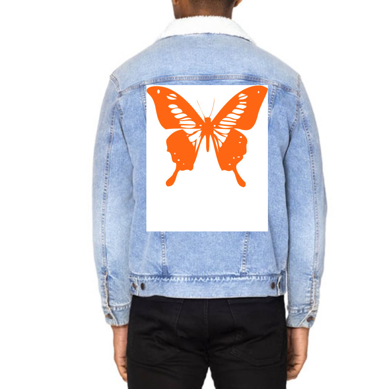 Butterfly Orange Girl Unisex Sherpa-lined Denim Jacket | Artistshot