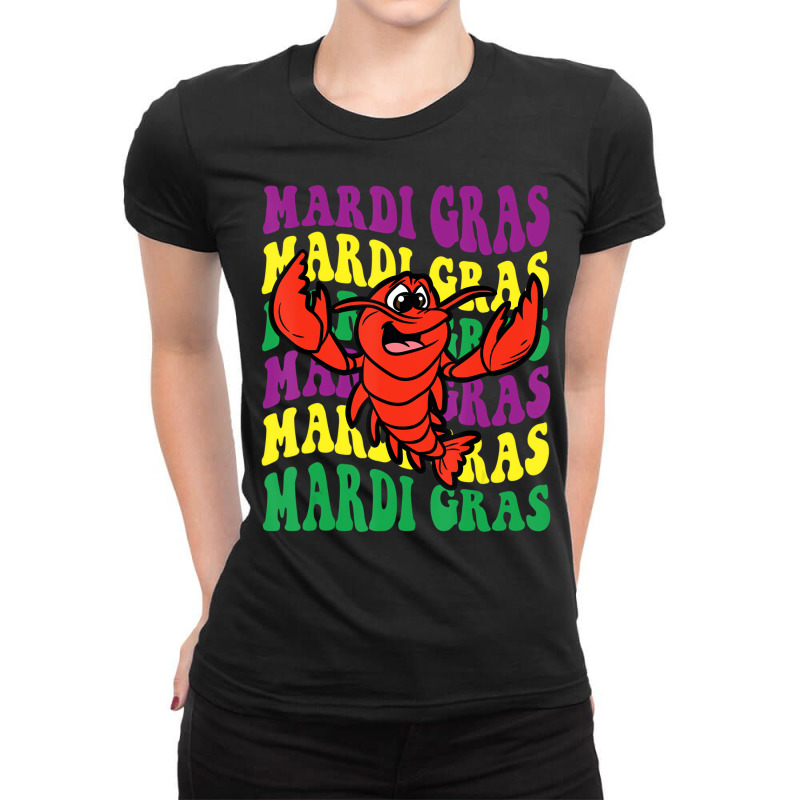 Crawfish Mardi Gras Retro Mudbug Carnival Parade C Ladies Fitted T-Shirt by catricegar | Artistshot