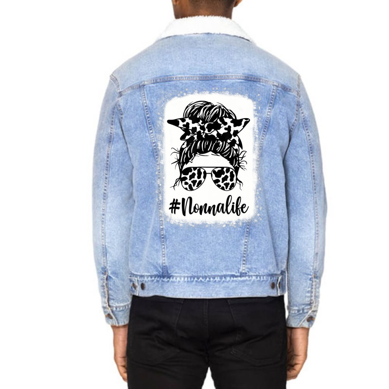 Nonna Life Cow Messy Bun Hair Bleached Mother's Da Unisex Sherpa-lined Denim Jacket | Artistshot