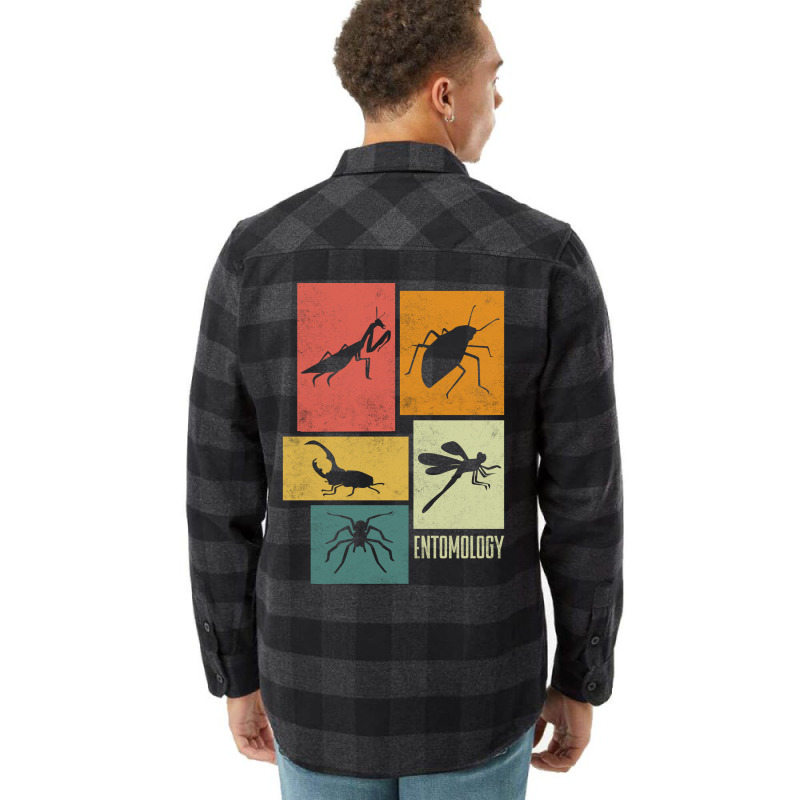 Entomology Entomologist Insects Silhouettes Blue Flannel Shirt | Artistshot