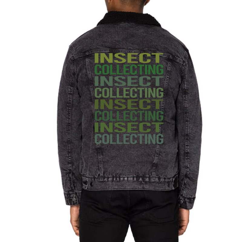 Green Text Insect Collecting Yellow Unisex Sherpa-lined Denim Jacket | Artistshot