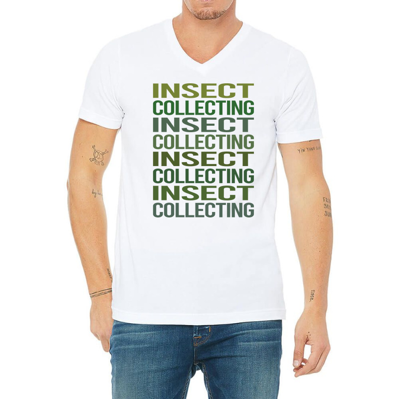 Green Text Insect Collecting Yellow V-neck Tee | Artistshot