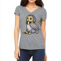 An Owl In A Black And Yellow Stripey Scarf Women's V-neck T-shirt | Artistshot