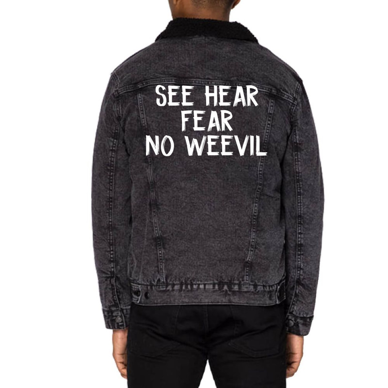 See Hear Fear No Weevil Retro Unisex Sherpa-lined Denim Jacket | Artistshot