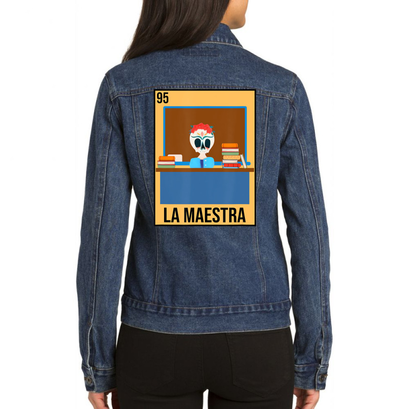 La Maestra Floral Skull Spanish Latina Bilingual T Ladies Denim Jacket by tamicam | Artistshot