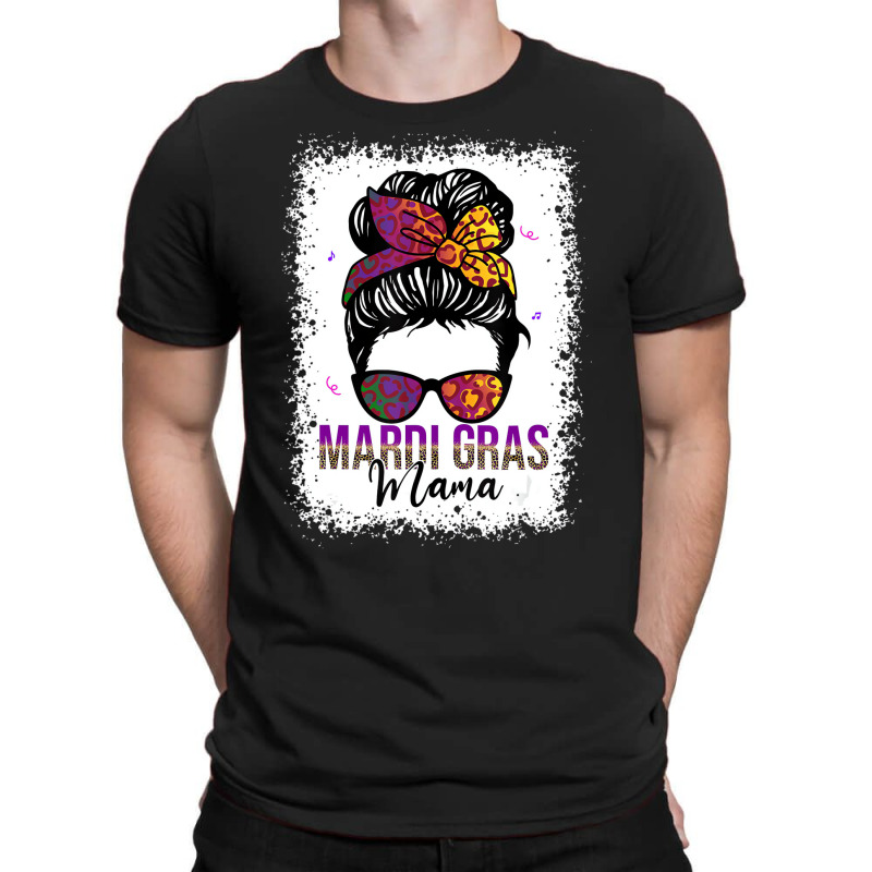 Messy Bun Hair Glasses Beads New Orleans Mardi Gra T-shirt | Artistshot