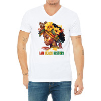 I Am Black History Women Girls Black Queen Month H V-neck Tee | Artistshot