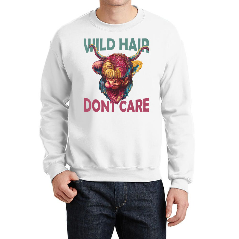 Cowgirl Wild Hair Dont Care Scottish Highland Cows Crewneck Sweatshirt | Artistshot