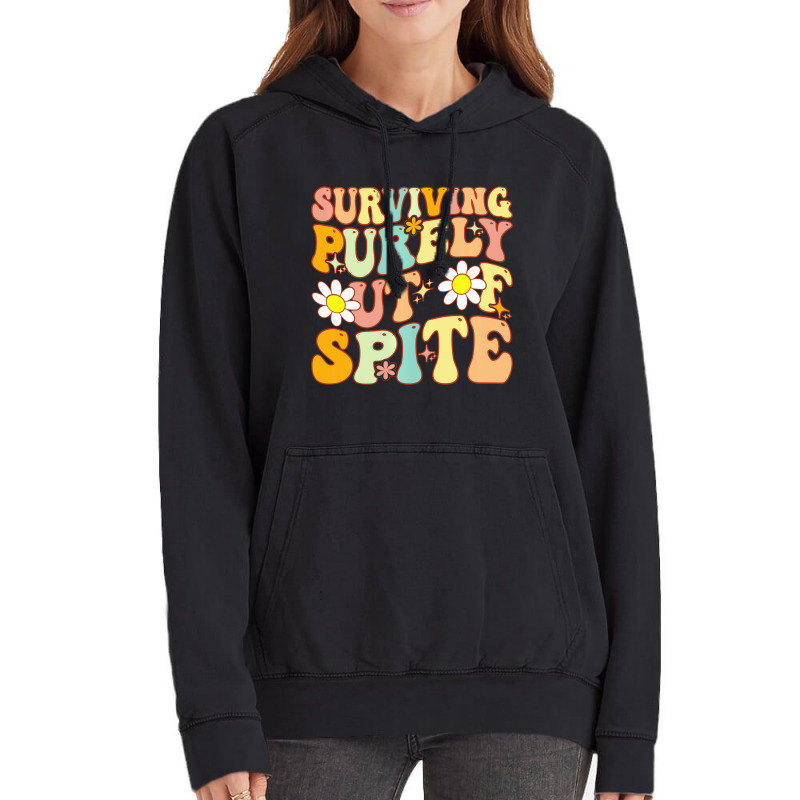 Groovy Surviving Purely Out Of Spite A Humorous Fu Vintage Hoodie | Artistshot