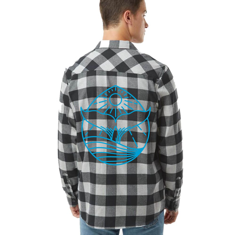 Blue Whale Tail Lineart Flannel Shirt | Artistshot