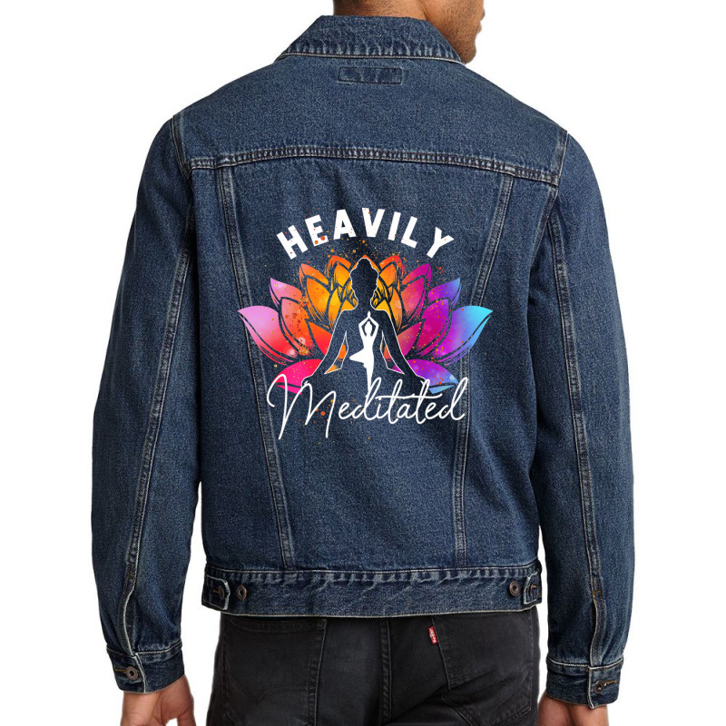 Heavily A Meditated Funny Meditation & Yoga Colorf Men Denim Jacket | Artistshot