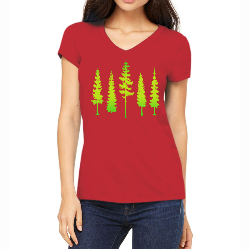 Beautiful Vibrant Conifer Trees Love Women's V-Neck T-Shirt by siojoetlc | Artistshot