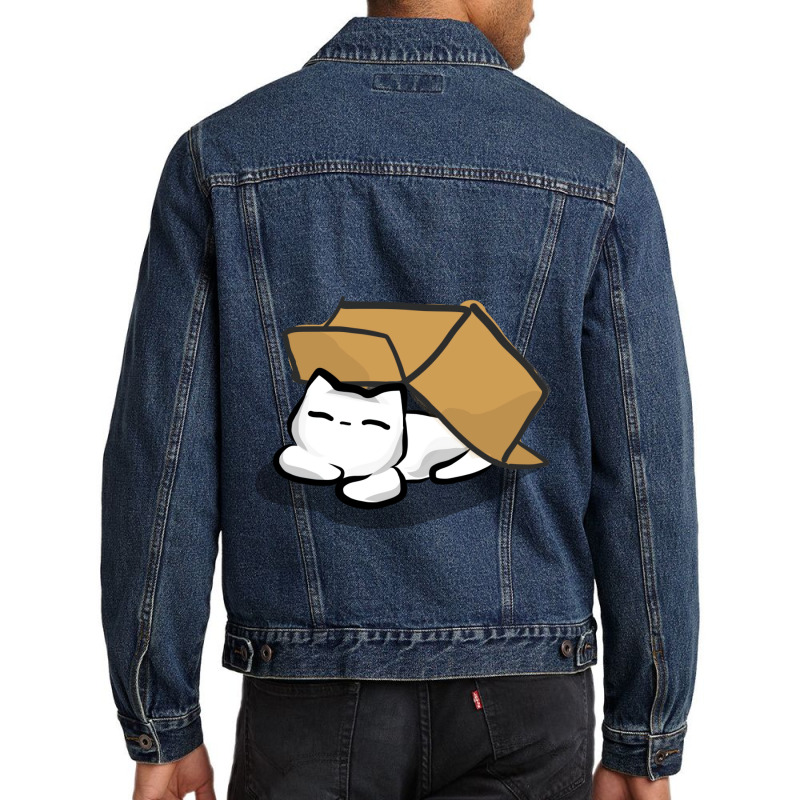 Cat And Cardboard Cool Men Denim Jacket by nurlukazeza0 | Artistshot