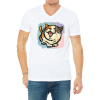 Tortoiseshell Cat Is Happy Aesthetic V-neck Tee | Artistshot