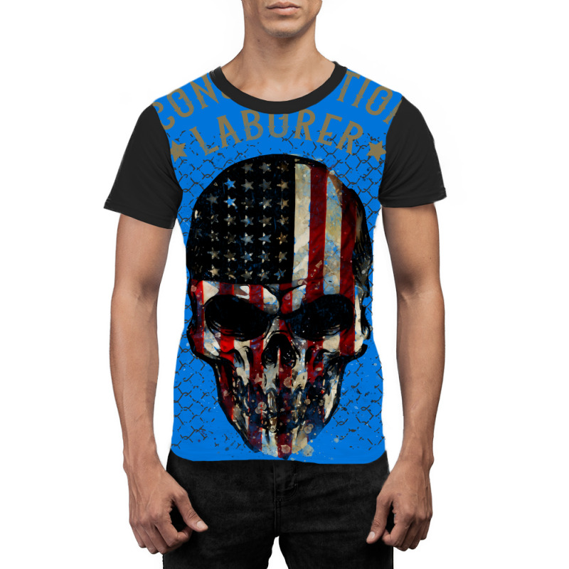 Construction Laborer Watercolor Skull In American Graphic T-shirt by qiyamtorlesp | Artistshot