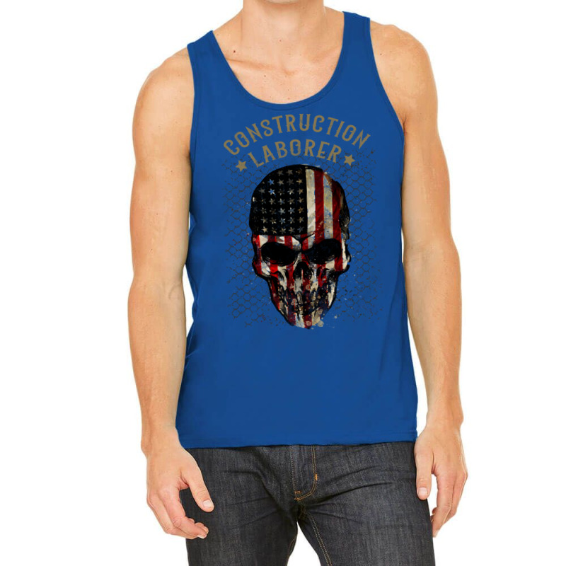 Construction Laborer Watercolor Skull In American Tank Top by qiyamtorlesp | Artistshot