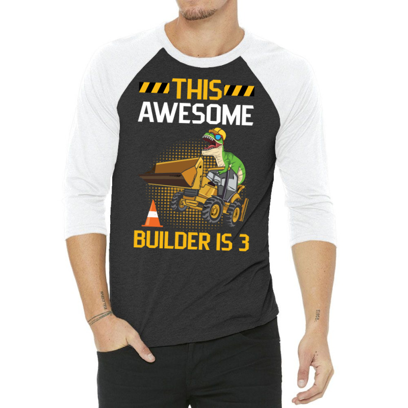 Construction Design For A 3 Year Old Birthday Boy 3/4 Sleeve Shirt | Artistshot