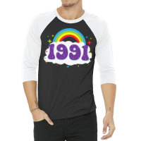 Rainbow 1991 Birthday  70s 3/4 Sleeve Shirt | Artistshot