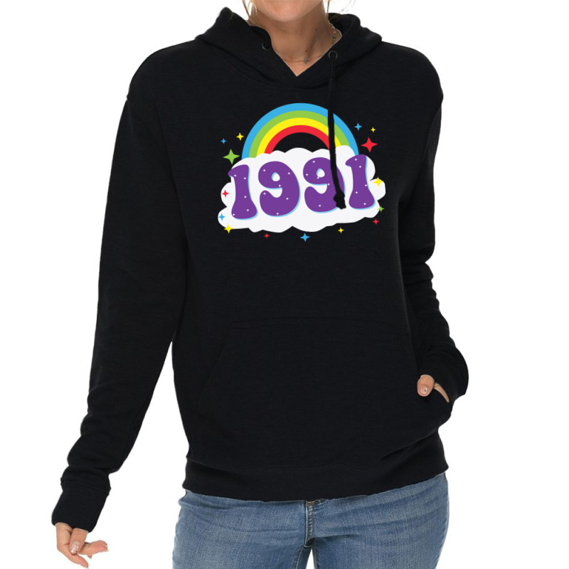 Rainbow 1991 Birthday  70s Lightweight Hoodie | Artistshot