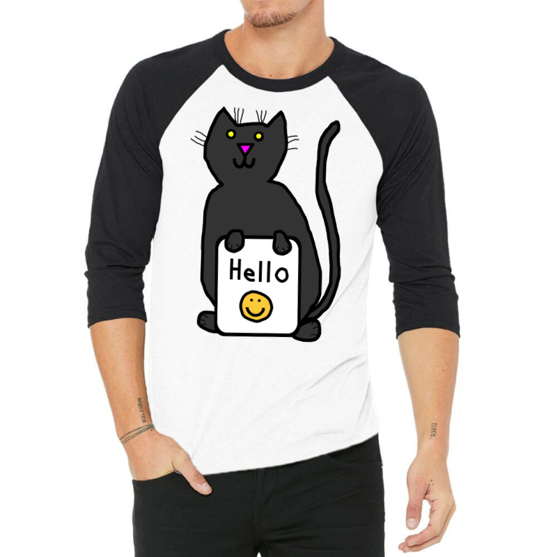 Cute Cat Says Hello Nature 3/4 Sleeve Shirt by ushaanthihr | Artistshot