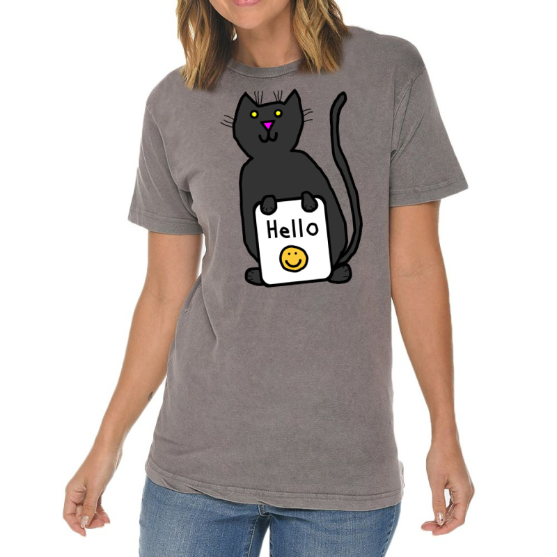 Cute Cat Says Hello Nature Vintage T-Shirt by ushaanthihr | Artistshot