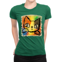 Tortoiseshell Cat Punch Aesthetic Ladies Fitted T-shirt | Artistshot