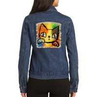 Tortoiseshell Cat Punch Aesthetic Ladies Denim Jacket | Artistshot